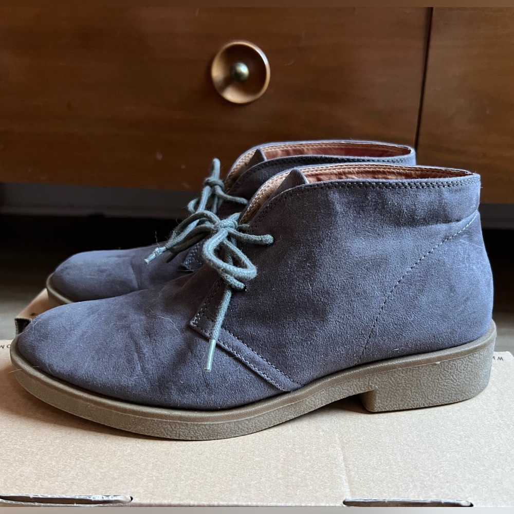 Suede booties taupe size 9